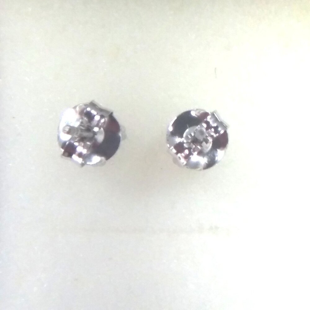 Black Spinel Silver Stud Pierced Earrings - Picture 3 of 5